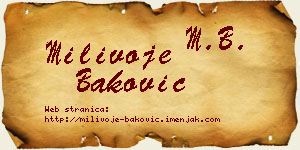 Milivoje Baković vizit kartica